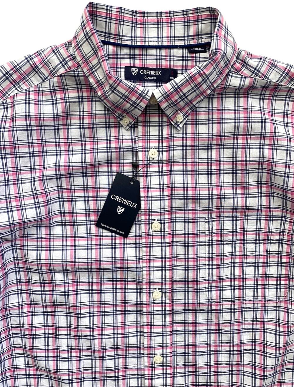 Daniel Cremieux Classics Nwt White w/ Pink Navy Stripe Plaid Long Sleeve Shirt L